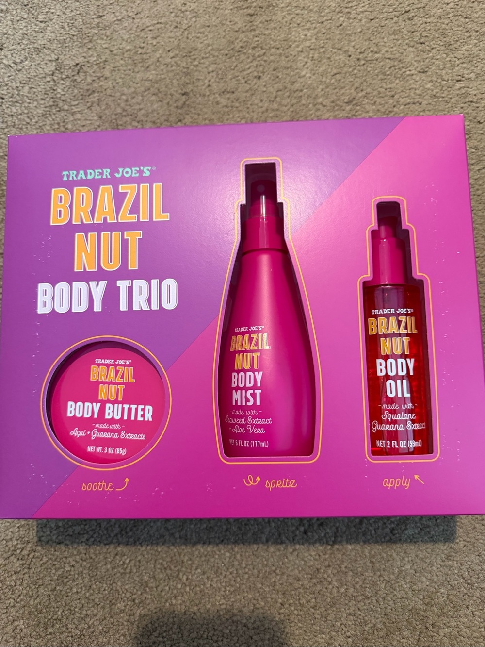 Trader Joe's Brazil Nut Body Trio – Pink Nourishing Set
